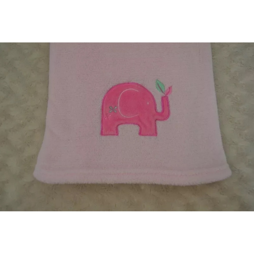 Baby Starters Elephant Blanket Pink Green Leaf Plush Security Lovey